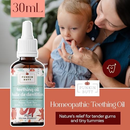 Punkin Butt Teething Oil for Babies, Herbal Plant-Based Formula Infused with Chamomile, Clove & Peppermint & Enhanced with Natural Homeopathics - Chamomilla, Phytolacca & Rheum, 1oz Bottle - Image 2