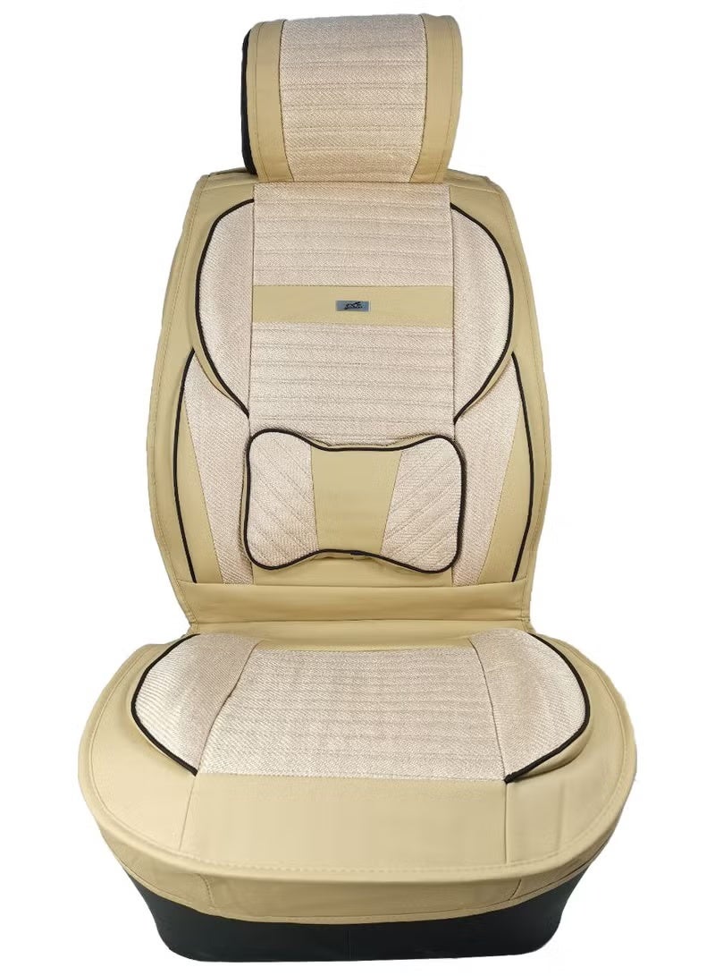 3XR Premium Leatherette Car Front Seat Covers SANAFA Beige Car Seat Cover 2 PCS Set 4769 - Image 3