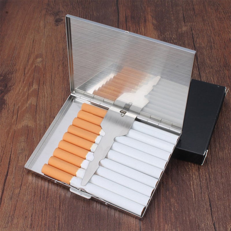 Groupcow Extra Slim Stainless Steel Cigarette Case Holds 9 Cigarette (Regular Size 84mm and King Size) - Image 2