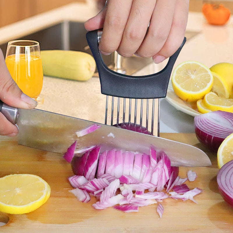 JAYVAR JAYVAR Onion Holder for Slicing, Lemon Slicer Onion Cutter for Slicing, Vegetable Cutter for Potato and Tomato, Avocados, Eggs, Food Slicer Assistant Tool for Slicing Fruit Lemon and Meat  - Image 3