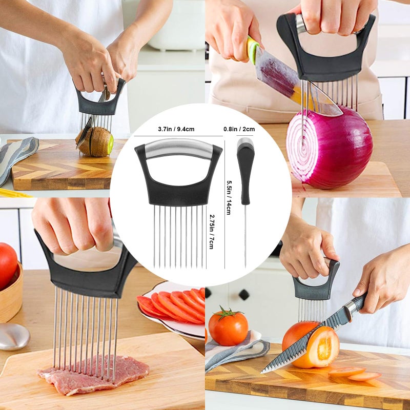 JAYVAR JAYVAR Onion Holder for Slicing, Lemon Slicer Onion Cutter for Slicing, Vegetable Cutter for Potato and Tomato, Avocados, Eggs, Food Slicer Assistant Tool for Slicing Fruit Lemon and Meat  - Image 5