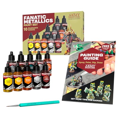 The Army Painter, Warpaints Fanatic, Metallics Miniature Paint Set Combo, 10 Acrylic Metallics Paints 18ml incl. Gold, Copper, Metal, Bronze, Silver and 1 Dipit Brush - Image 2