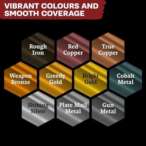 The Army Painter, Warpaints Fanatic, Metallics Miniature Paint Set Combo, 10 Acrylic Metallics Paints 18ml incl. Gold, Copper, Metal, Bronze, Silver and 1 Dipit Brush - Image 3