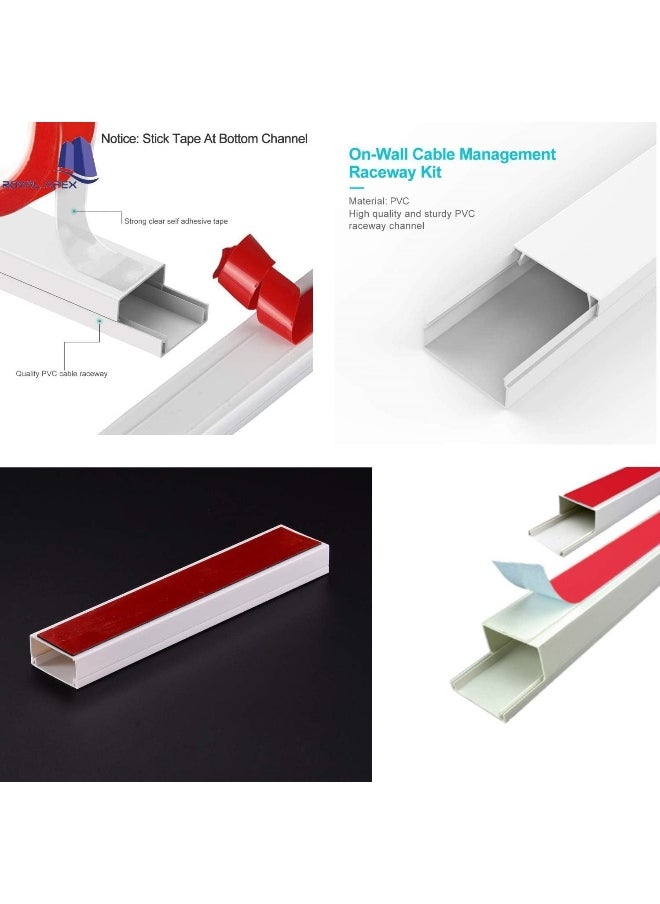 Biella 90Cm Square Cable Box Self Adhesive Pvc Trunking White Wall Cord Cover Concealer On-Wall Wire Paintable Management Raceway To Hide Wires - (Pack Of 3 (25Mm X 16Mm))  - Image 3
