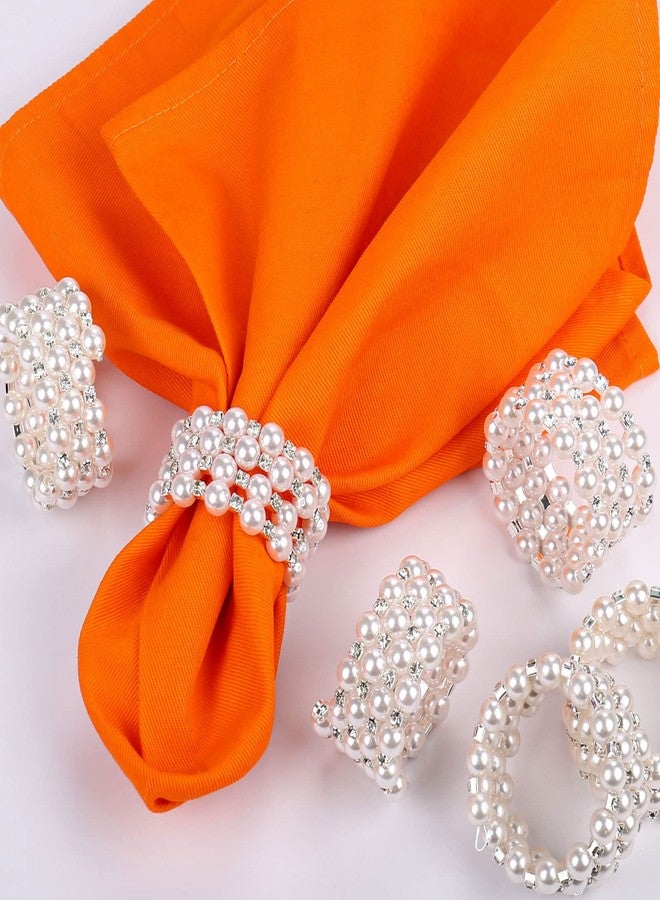 LogHog Pearl Napkin Rings Set of 6, Delicate Handmade Napkin Holder Ring Buckles Ideal Table Setting Decor for Wedding, Valentine's Day, Banquet, Birthday, Thanksgiving (White) - Image 1