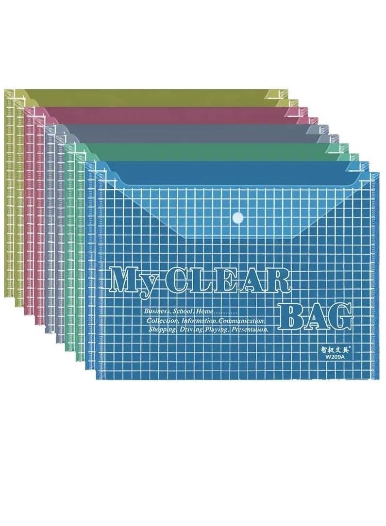12 PACK Plastic File Folders for Documents, Clear Plastic Folders Plastic Envelopes for Documents, Reusable Clear File Folders Plastic File Bag Poly Filling Envelopes, A4 Size - Image 1