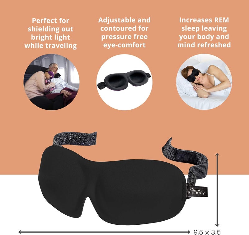 Bucky 40 Blinks No Pressure Solid Eye Mask for Sleep and Travel - Black, One Size - Image 2