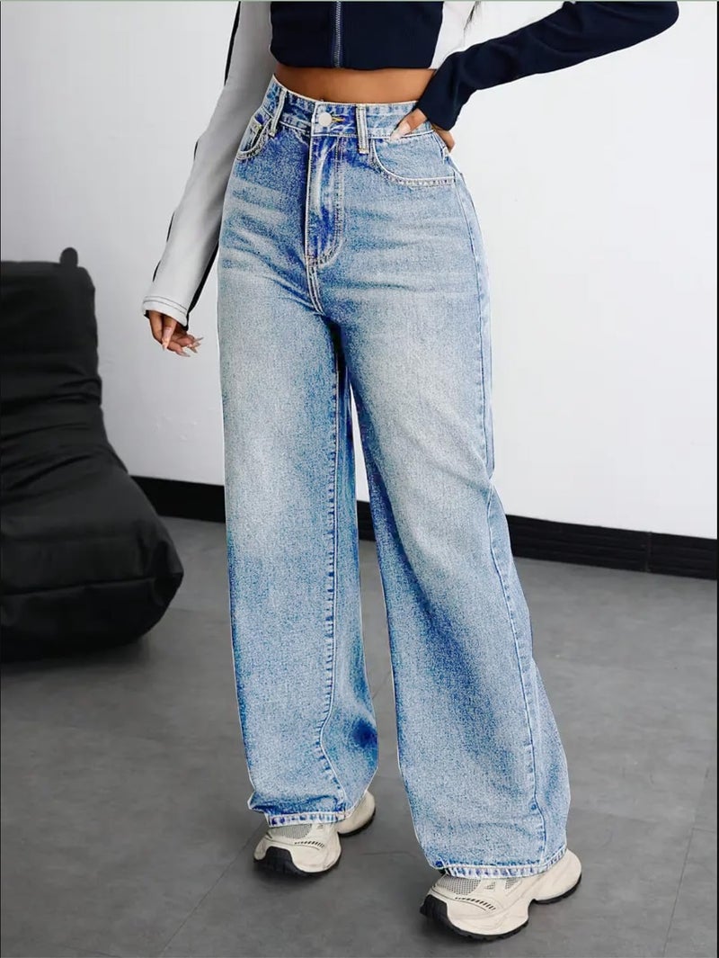 Nifty Women's Denim Stretchable High Waist Baggy Jeans for Women (1479D_ICE_32_ Light_Blue_32) - Image 5