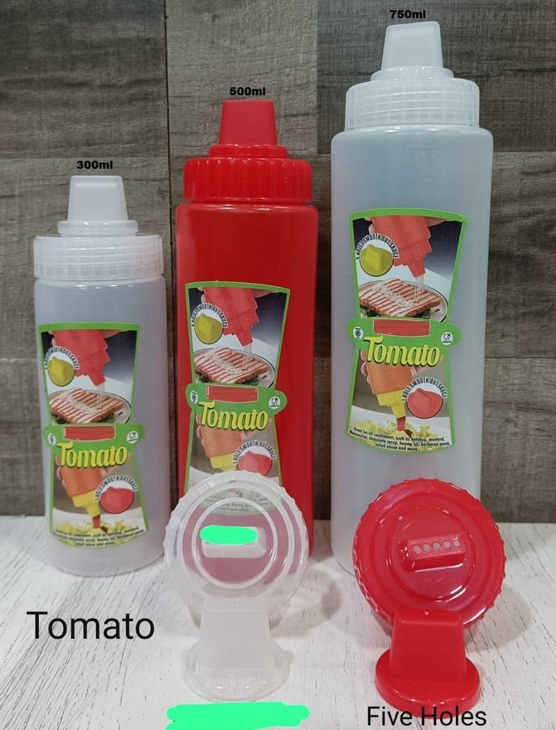 PUTHAK UNEQUETREND Puthak Squeeze Bottle 5 Holes Ketchup Mustard Salad Dressing Seasoning Squeezer Suitable for Family Restaurant Bakery (750ml, 2Pcs Multicolor) - Image 2