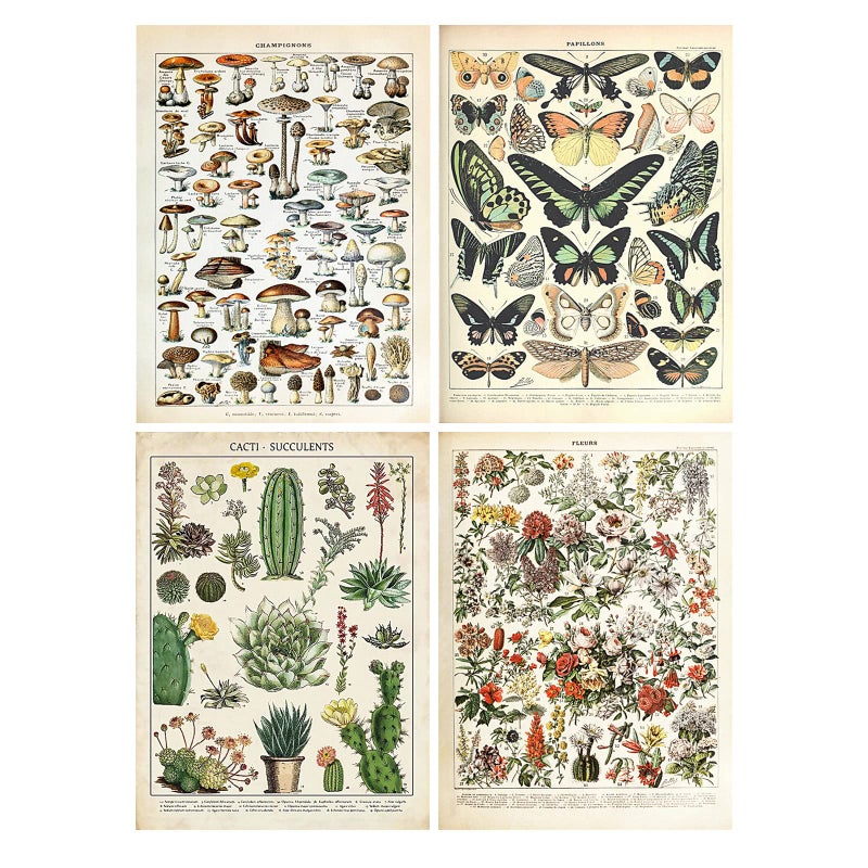 Marspark Marspark 4 Pcs Vintage Butterfly Tapestry Vertical Aesthetic Floral Butterfly Tapestry Wall Hanging Plant Wall Blanket for Bedroom Dorm Living Room Decor16 x 20 Inch 
