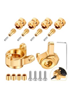 Hex hub Extended Wheel Wheel Spacers Brass Weight Hex Hub Extended Combiner with a Cross Wrench Compatible SCX24 AXI90081 Upgrades Parts 1/24 RC Crawler Car Accessories Golden