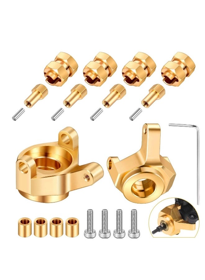Generic - Hex hub Extended Wheel Wheel Spacers Brass Weight Hex Hub Extended Combiner with a Cross Wrench Compatible SCX24 AXI90081 Upgrades Parts 1/24 RC Crawler Car Accessories Golden - Image 1