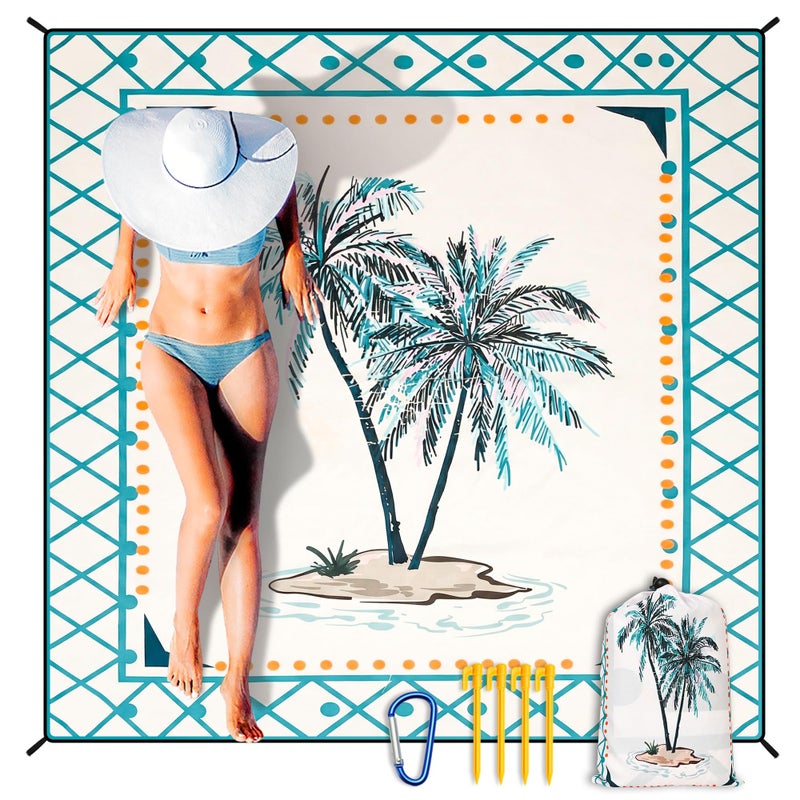 HIHOHO Beach Blanket Waterproof Sandproof Extra Large Beach Mat 79 X 83120x108for 18 Adults Quick Drying Durable Outdoor Picnic Mat for Beach Travel Camping Hiking - Image 2