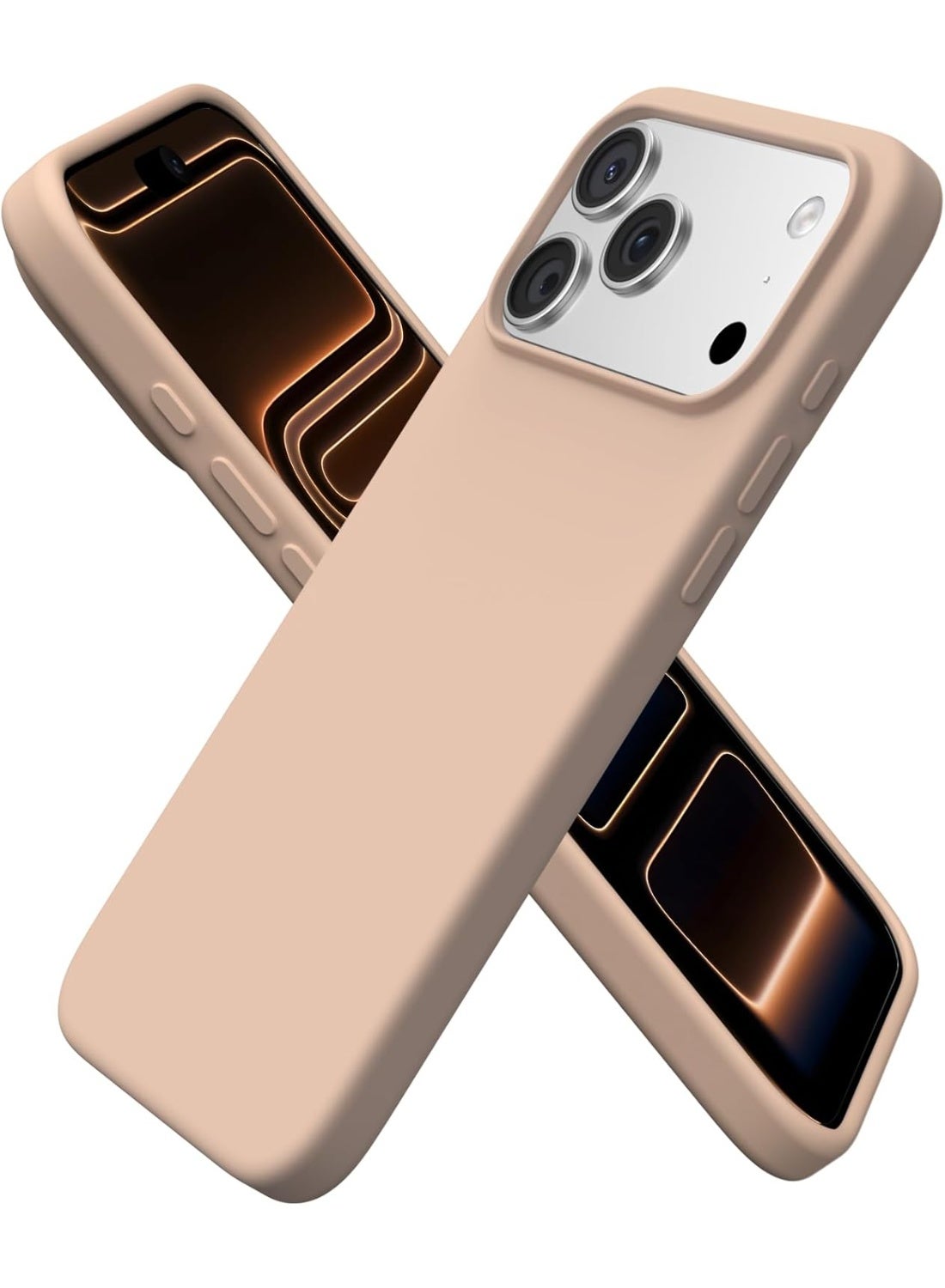 Silicone Case Compatible with iPhone 17 Pro, Slim Liquid Silicone Phone Case with 3-Layer Soft Rubber Shockproof Bumper with TPU Lining (Desert Titanium)