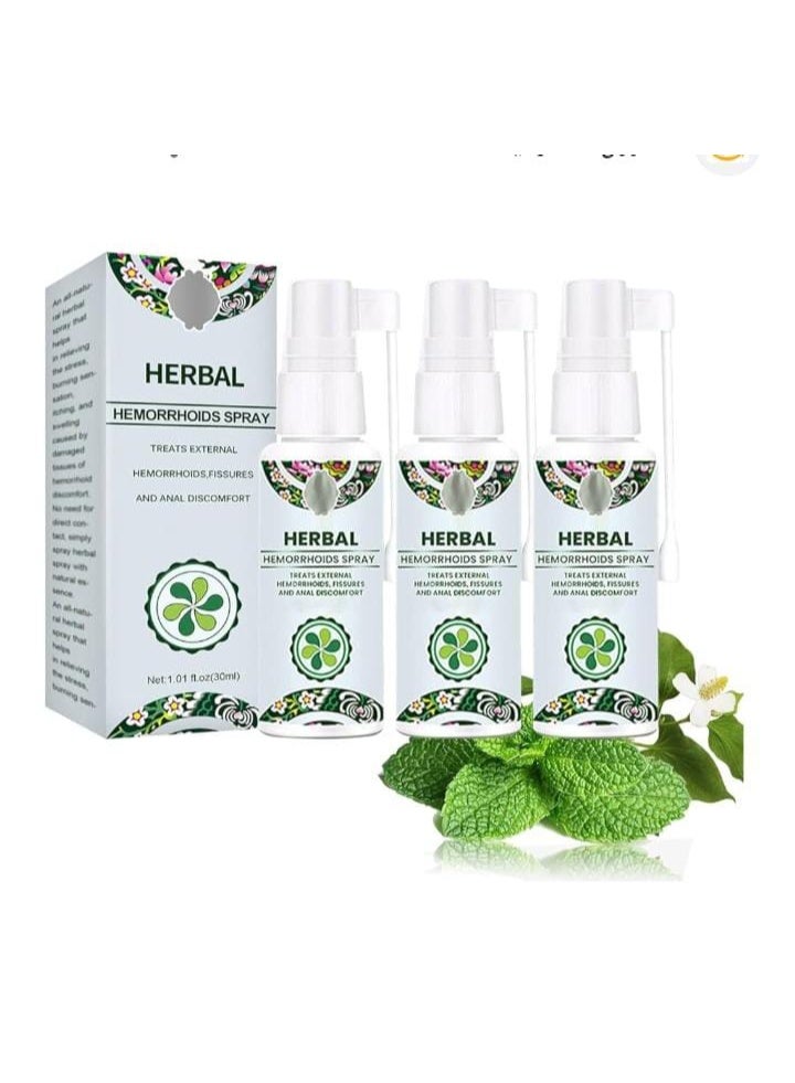 EELHOE Natural Herbal Hemorrhoids Relief Spray - Holistic Treatment for External and Internal Hemorrhoids with 100% Natural Herbal Extracts Formula (3pcs)