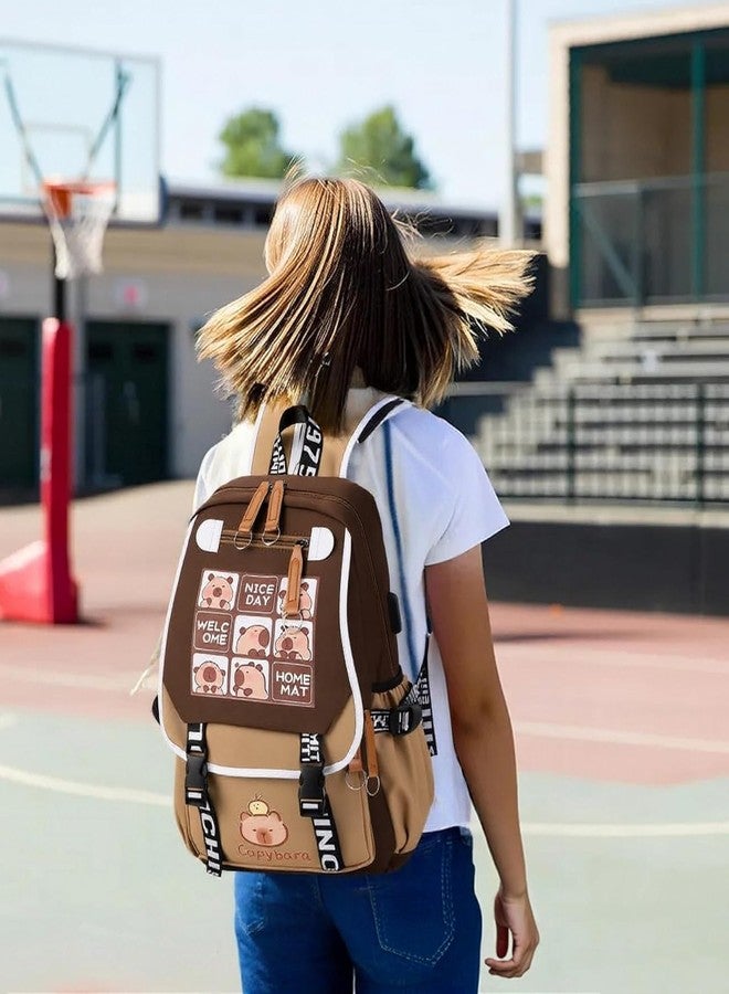 Lushandy Capybara Backpack, Cute Capibara Backpacks Kawaii Kapibara Stuff Large Cartoon Capybara Bag Ita Bag - Image 2