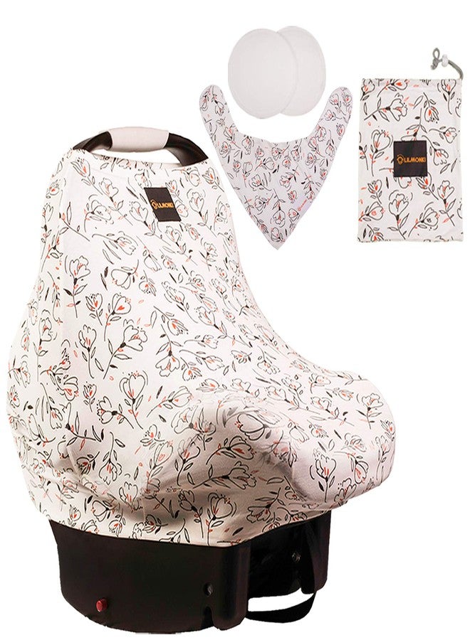 Lilmonki Nursing Scarf Multi-Use - Breathable Car Seat, Stroller, and Cart Cover for Babies - Colorful Tulip Print - Bandana Bib, Pouch & Nursing Pads Included - Image 1