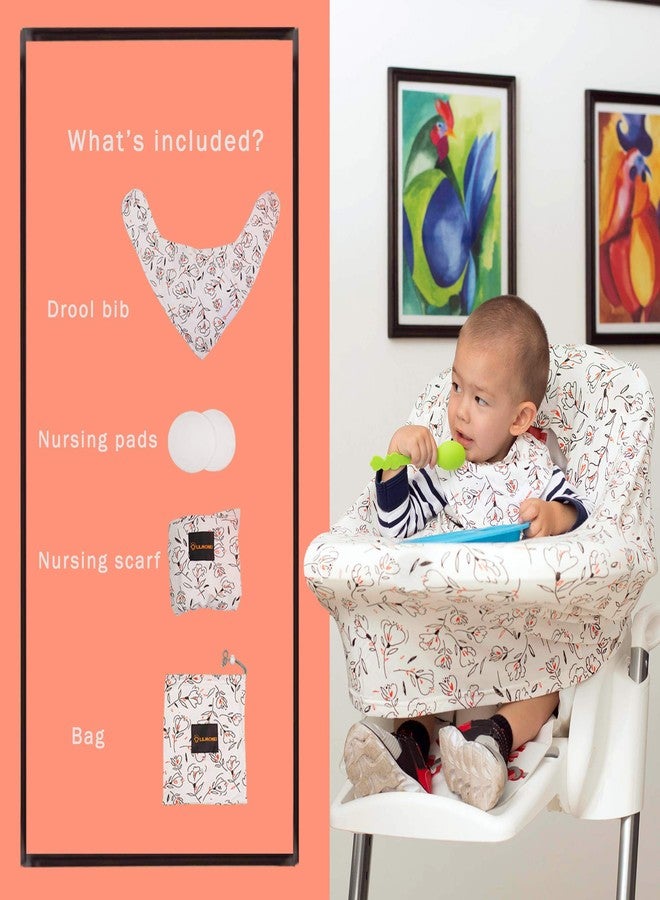 Lilmonki Nursing Scarf Multi-Use - Breathable Car Seat, Stroller, and Cart Cover for Babies - Colorful Tulip Print - Bandana Bib, Pouch & Nursing Pads Included - Image 5