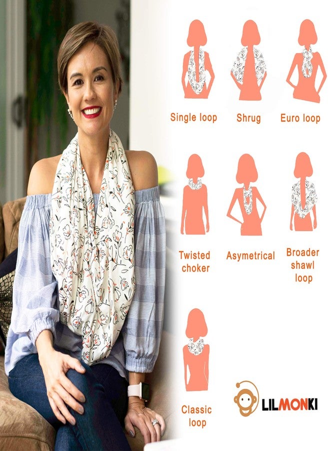Lilmonki Nursing Scarf Multi-Use - Breathable Car Seat, Stroller, and Cart Cover for Babies - Colorful Tulip Print - Bandana Bib, Pouch & Nursing Pads Included - Image 3