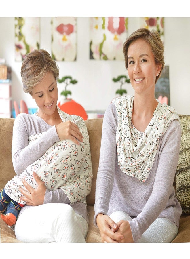 Lilmonki Nursing Scarf Multi-Use - Breathable Car Seat, Stroller, and Cart Cover for Babies - Colorful Tulip Print - Bandana Bib, Pouch & Nursing Pads Included - Image 2