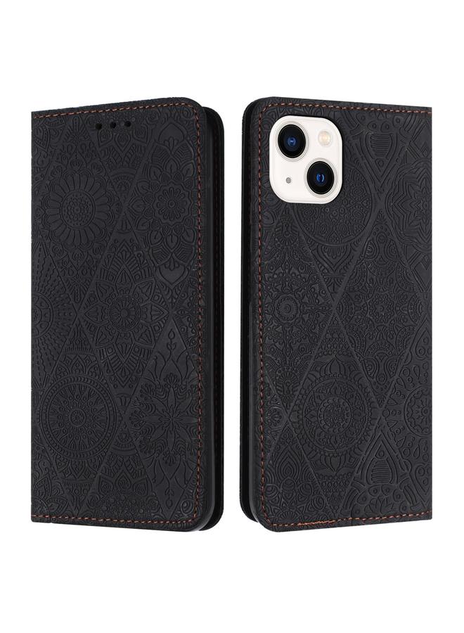 S-TOP Case For iPhone 15 Plus Ethnic Embossed Adsorption Leather Phone Case - Image 1