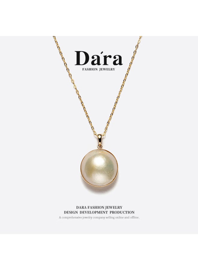 Dara 18k Gold Freshwater Pearl Pendant 12-13mm Perfect Round High Luster Pearl Necklace Gift For Mom Day Holiday Present - Image 1