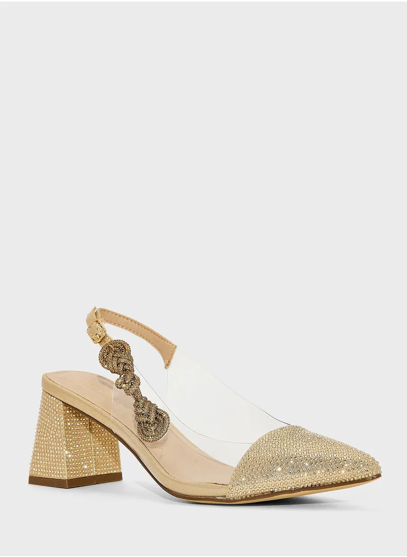 منبور Pointed Toe Mid Heel Sandals