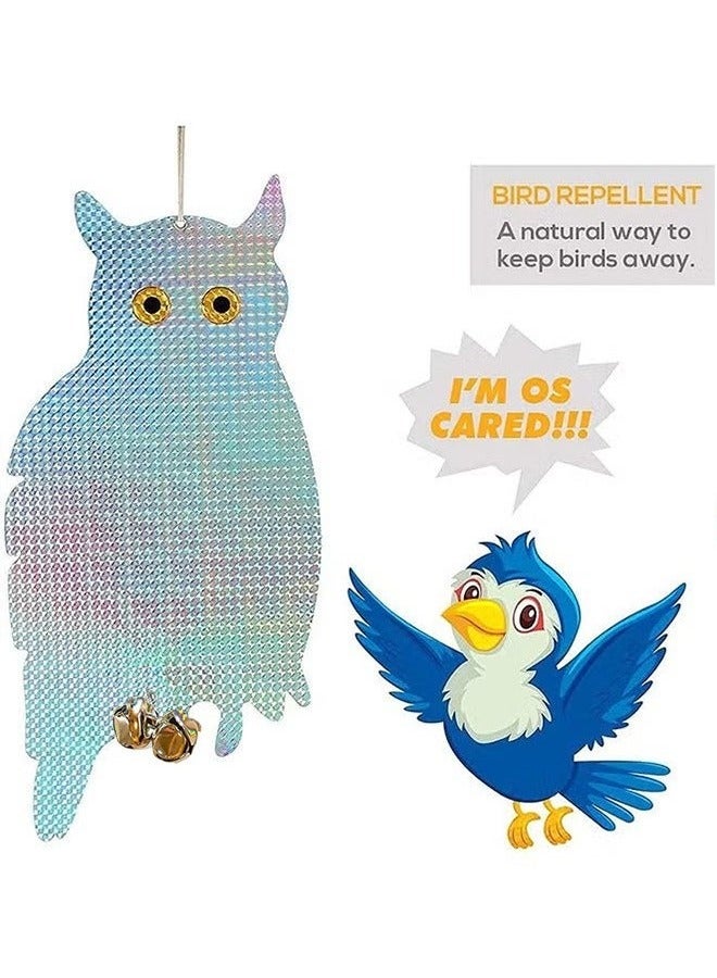 قطعتان من جهاز تخويف التحكم في طارد الطيور، بومة طاردة للطيور بالليزر عاكسة للضوء بومة طاردة للطيور للمنزل والحديقة والشرفة/البستان - Image 2