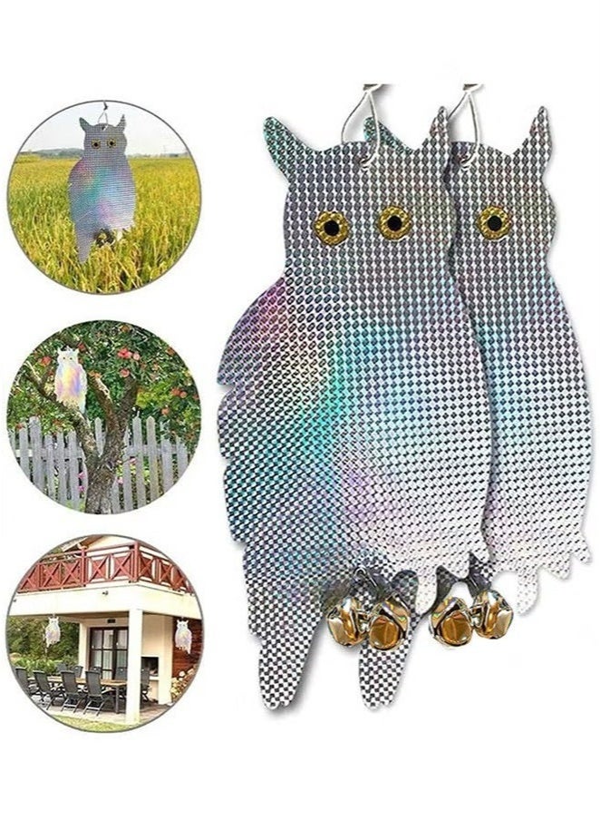 قطعتان من جهاز تخويف التحكم في طارد الطيور، بومة طاردة للطيور بالليزر عاكسة للضوء بومة طاردة للطيور للمنزل والحديقة والشرفة/البستان - Image 4