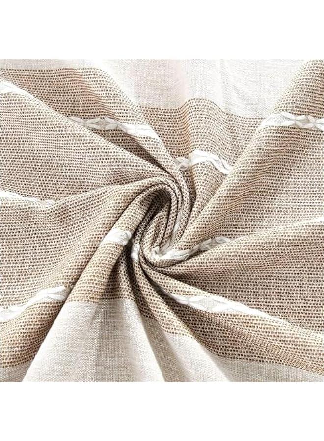 ميكسد الكتان مفرش المائدة الثقيلة البوهيمي كوخ مفرش المائدة مخيط شرابة قابل للغسل مفرش المائدة المستخدمة في المطبخ الطرف العشاء نزهة الجدول الديكور ( براون ) - Image 3