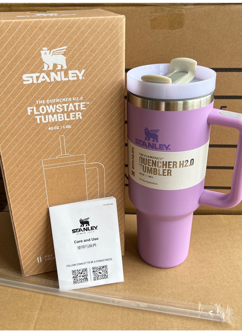 Stanley Quencher Stainless Steel Vacuum Insulated Tumbler with Lid and Straw for Water, Iced Tea or Coffee, Smoothie and More, 40 oz