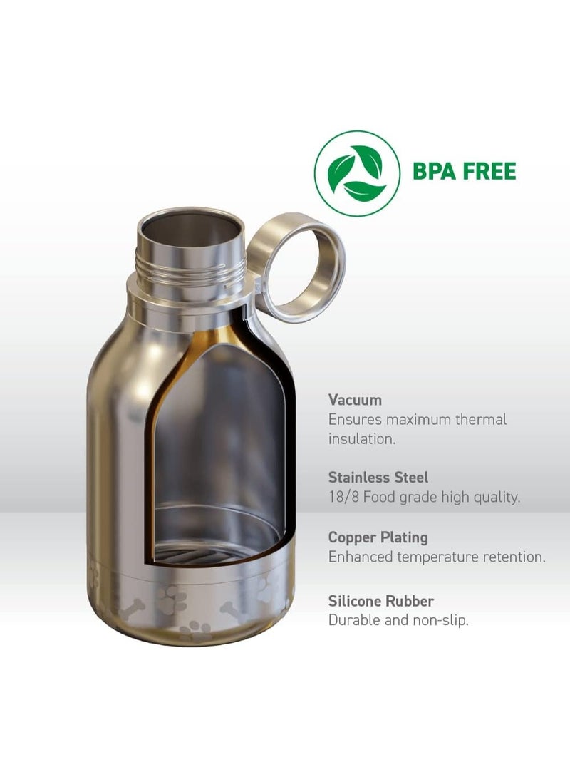 أسوبو زجاجة ماء عازلة من الستانلس ستيل مع وعاء مرفق للحيوانات الأليفة من أسوبو سعة 33 أونصة (1 لتر) – أسود محمولة للكلاب والقطط - Image 4