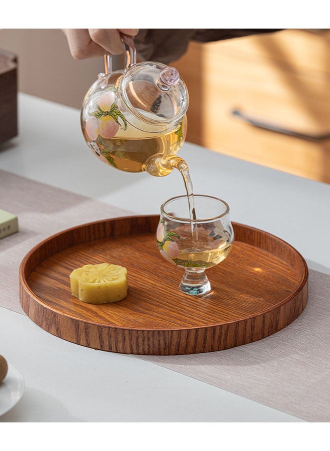 OMEVE 27cm Round Solid Coffee Wood Serving Tray, for Tea, Food & Drinks in Hotels, Restaurants, Coffee Shops - Image 1