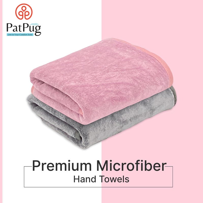 PatPug Ultrasoft Microfiber, 4 Piece Hand Towel Set, Comfortable, Fade Resistant, Highly Absorbent, Quick Drying (Dark Grey and Purple) - Image 3