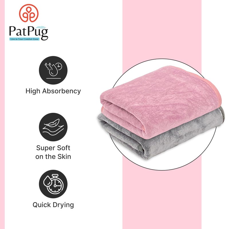 PatPug Ultrasoft Microfiber, 4 Piece Hand Towel Set, Comfortable, Fade Resistant, Highly Absorbent, Quick Drying (Dark Grey and Purple) - Image 2