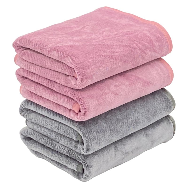 PatPug Ultrasoft Microfiber, 4 Piece Hand Towel Set, Comfortable, Fade Resistant, Highly Absorbent, Quick Drying (Dark Grey and Purple) - Image 1