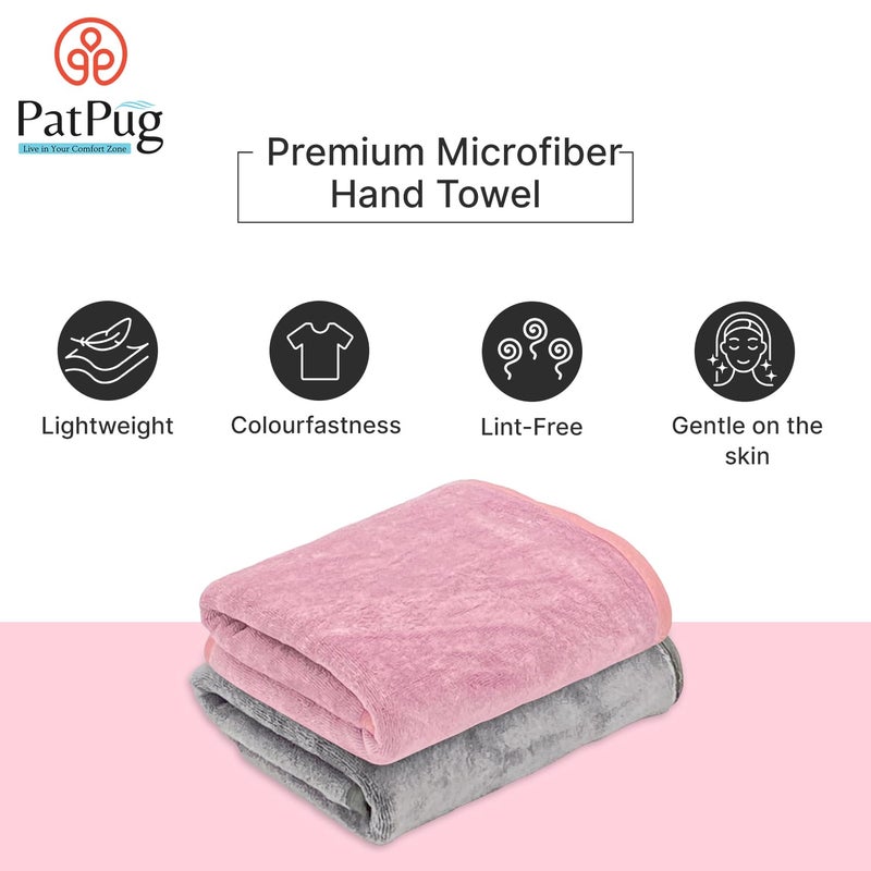 PatPug Ultrasoft Microfiber, 4 Piece Hand Towel Set, Comfortable, Fade Resistant, Highly Absorbent, Quick Drying (Dark Grey and Purple) - Image 5