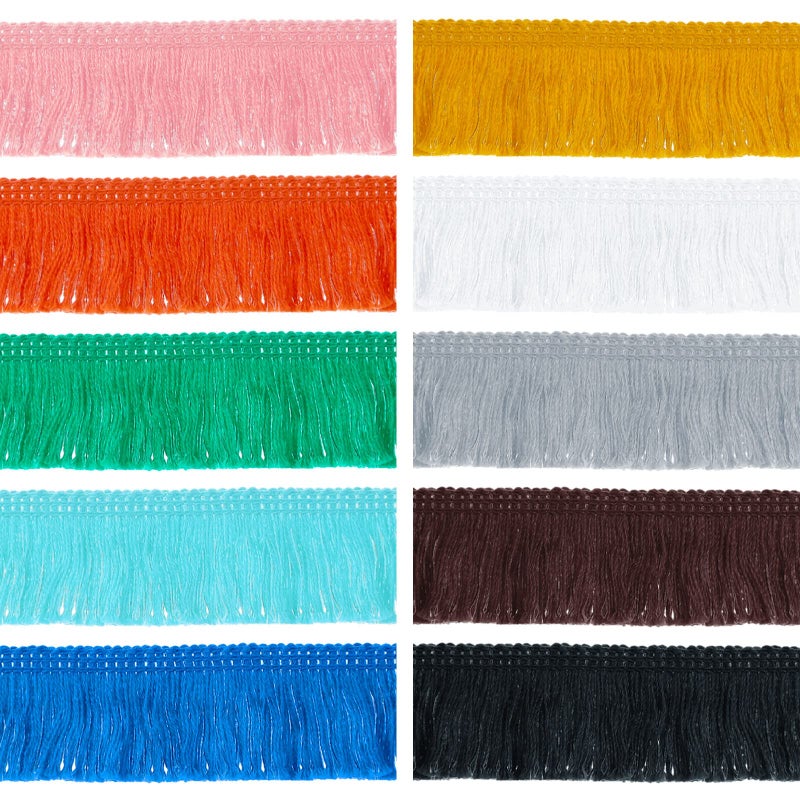 Syhood 30 Yards 25 mm Wide Cotton Fringe Tassel Trim Lace Ribbon Fringe Trim Lace for Sewing Crafts Clothing CurtainsColorful