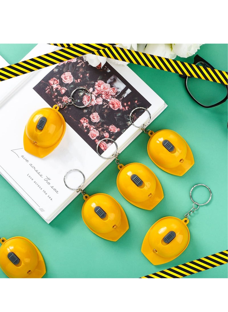 KASTWAVE Construction Party Favors Mini Flashlight Construction Key Chains,  Small Safety Hat  Keychain for Kids Construction Themed Birthday Party Gifts Prizes Supplies (15PCS) - Image 2