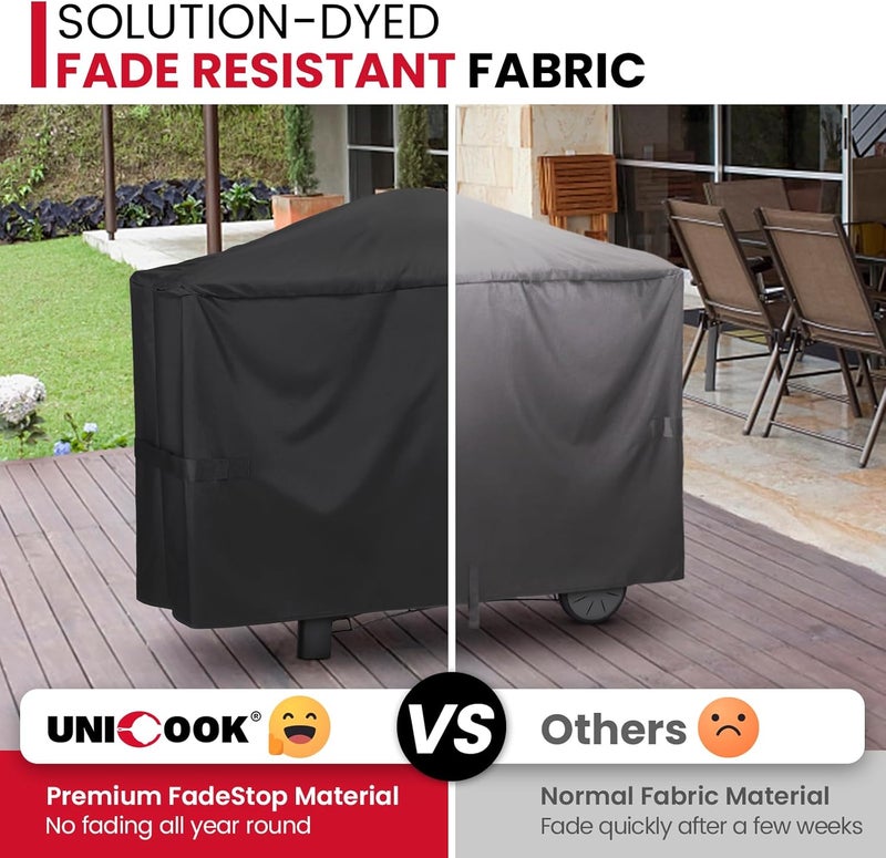 Unicook Grill Cover for Weber Q2000 Q300 Q3000 Q3200 Series Grills, Compared to Weber 7112, Heavy Duty Waterproof Full Length BBQ Grill Cover 57 Inch, Fade and UV Resistant Material, Black - Image 3