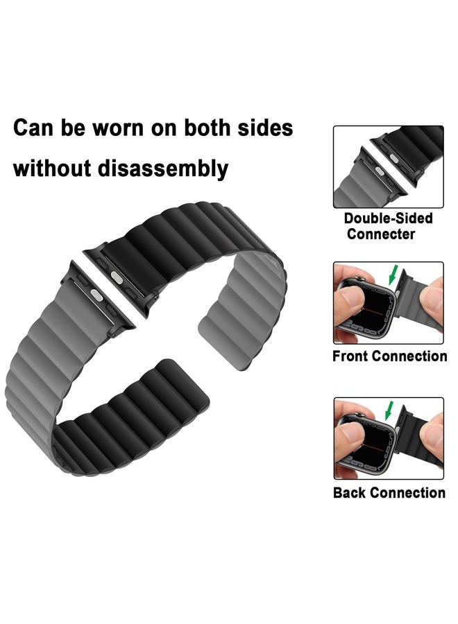 Anlinser Magnetic Straps Compatible with Apple Watch Strap 49mm 46mm 45mm 44mm 42mm 41mm 40mm, Double Side Reversible Band for iWatch Ultra 2 Series 10/9/8/7/6/SE (42/41/40/38, Black/Gray) - Image 3