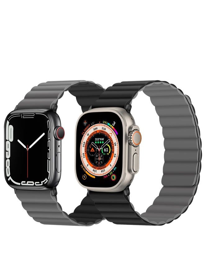 Anlinser Magnetic Straps Compatible with Apple Watch Strap 49mm 46mm 45mm 44mm 42mm 41mm 40mm, Double Side Reversible Band for iWatch Ultra 2 Series 10/9/8/7/6/SE (42/41/40/38, Black/Gray) - Image 2