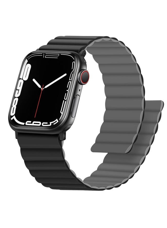 Anlinser Magnetic Straps Compatible with Apple Watch Strap 49mm 46mm 45mm 44mm 42mm 41mm 40mm, Double Side Reversible Band for iWatch Ultra 2 Series 10/9/8/7/6/SE (42/41/40/38, Black/Gray) - Image 1