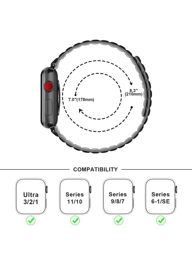 Anlinser Magnetic Straps Compatible with Apple Watch Strap 49mm 46mm 45mm 44mm 42mm 41mm 40mm, Double Side Reversible Band for iWatch Ultra 2 Series 10/9/8/7/6/SE (42/41/40/38, Black/Gray) - Image 4