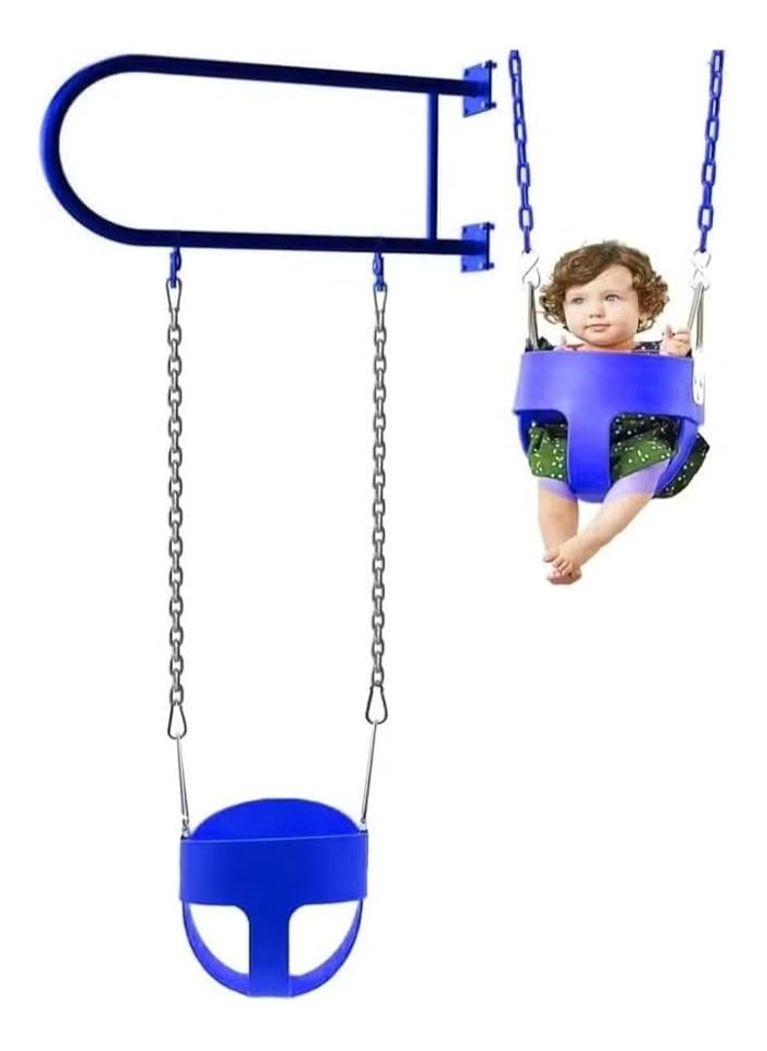 AL BADER Swing Wall Iron with Baby Swing Seat and Chains For Outdoor Activity, Iron Wall Swing Heavy Duty Bench with Iron Bar, Plastic Covered Chain & Hooks, Baby Swings Attached To Side Wall  - Image 1