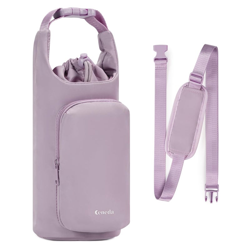 Ceneda Water Bottle Carrier Bag with Phone Pocket 32oz 40oz Tumbler Insulated Water Bottle Holder with Adjustable Shoulder Strap Carrier Sling Bag (Purple) - Image 1