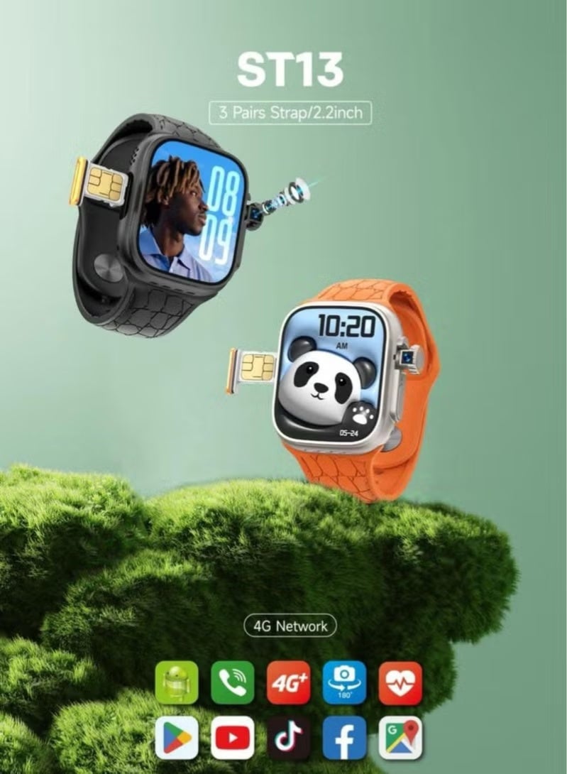 Modio ST13 Smart Watch With 2.2 Inch Full Screen Display Sim Card Slot and 3 Pair Straps - Image 1