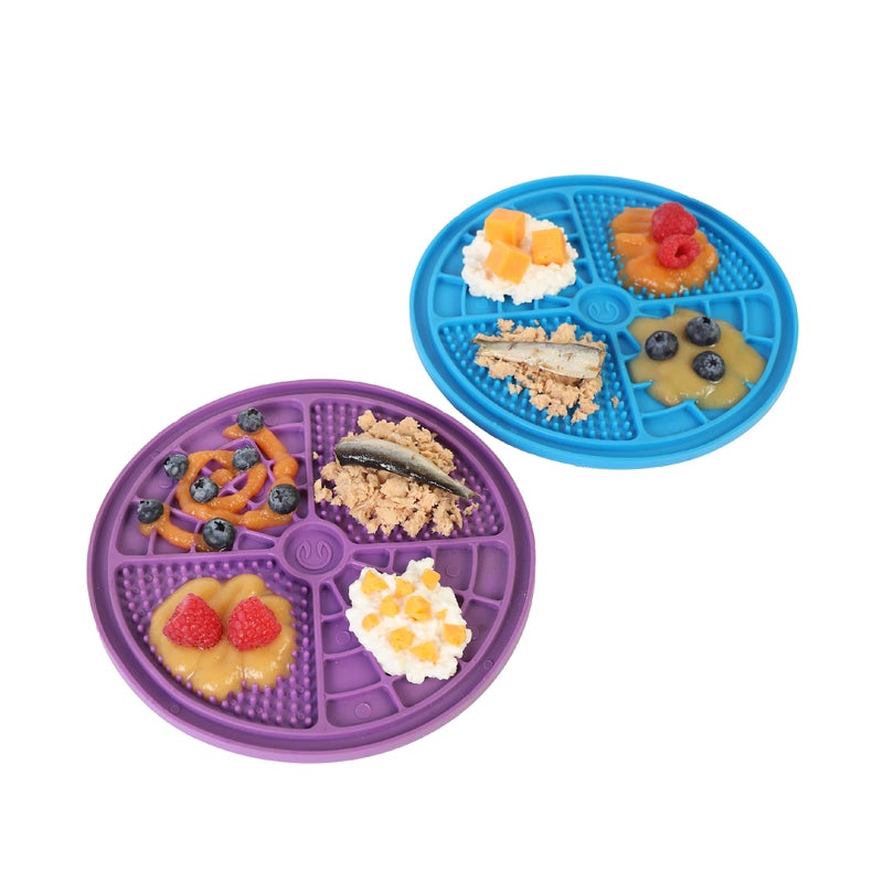 Hyper Pet IQ Treat Mat, Lick Mat for Dogs & Cats, Dental Care, Boredom Buster, Textured Surface, Suction Cups, 7.88x0.25x7.88in, Blue/Purple - Image 2