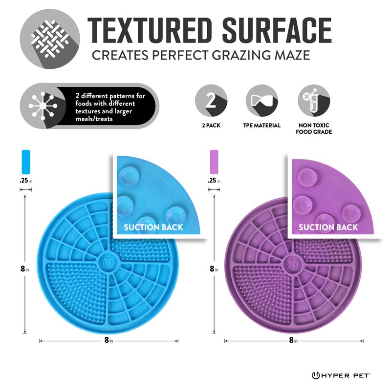 Hyper Pet IQ Treat Mat, Lick Mat for Dogs & Cats, Dental Care, Boredom Buster, Textured Surface, Suction Cups, 7.88x0.25x7.88in, Blue/Purple - Image 3