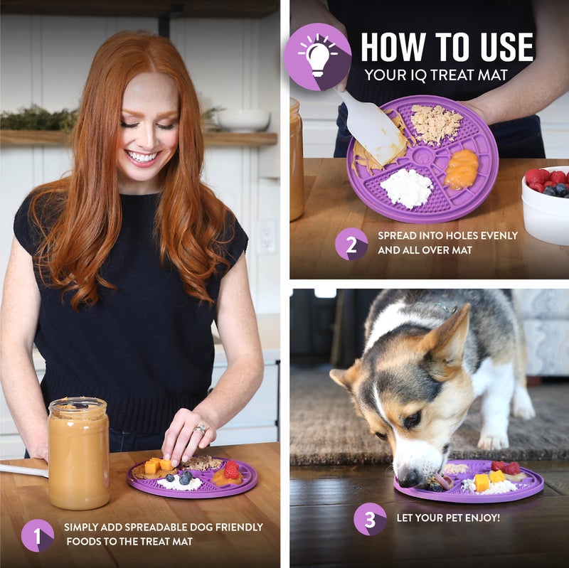 Hyper Pet IQ Treat Mat, Lick Mat for Dogs & Cats, Dental Care, Boredom Buster, Textured Surface, Suction Cups, 7.88x0.25x7.88in, Blue/Purple - Image 5